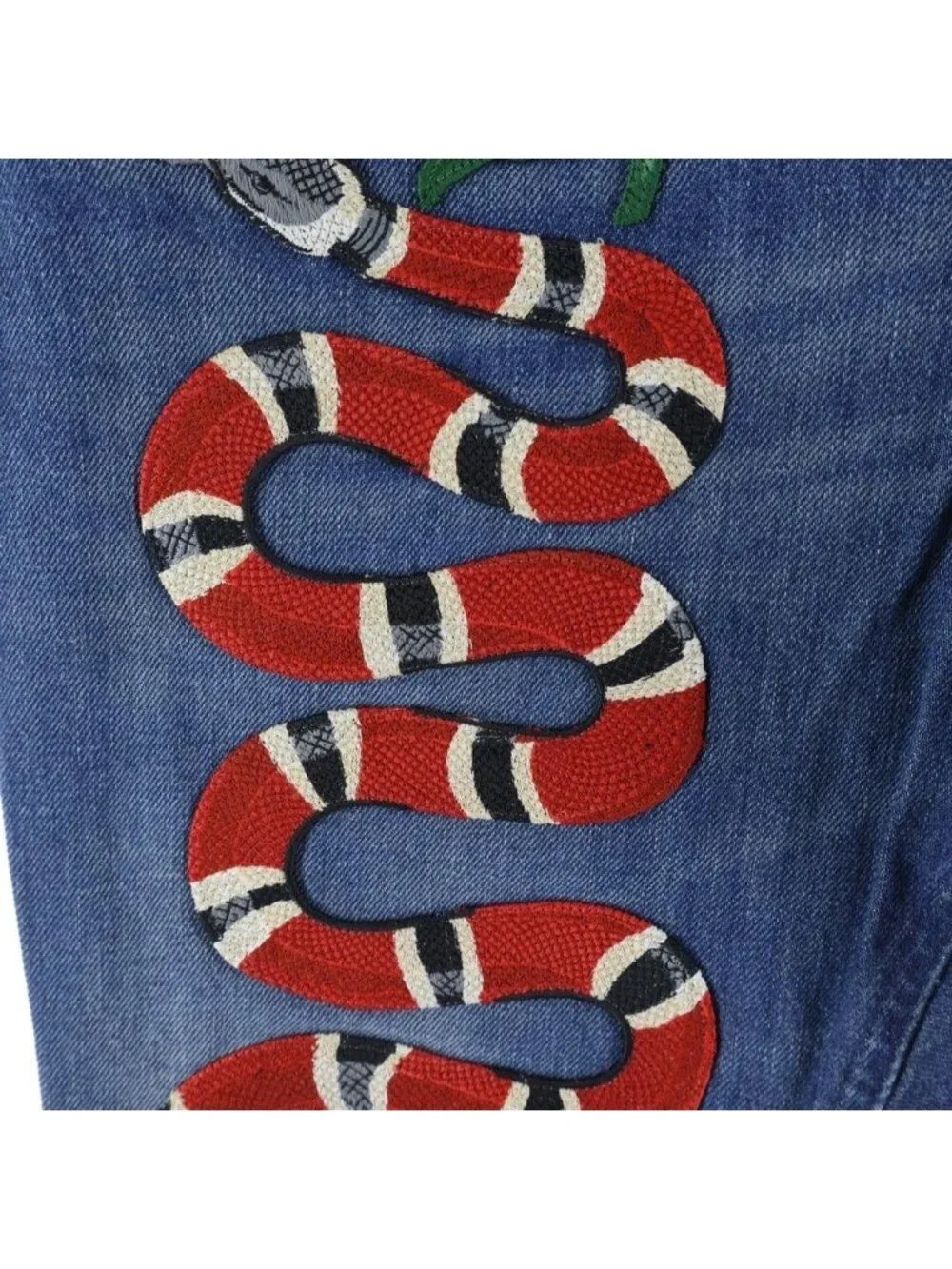 Gucci 17 AW Snake Embroidery Denim Pant Indigo